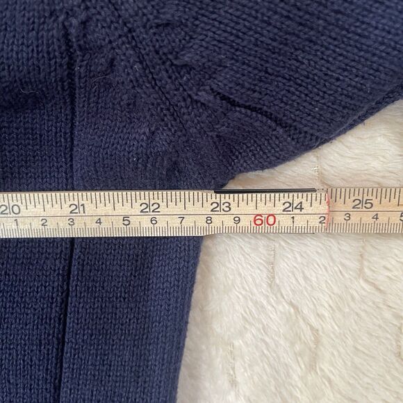 Oscar De‎ La Renta Sweater Men's Size Large Cable Knit Pullover Navy Ribbed - Picture 5 of 7